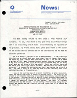 Remarks Prepared for Presentation by Secretary of Transportation Elizabeth Hanford Dole Wheaton College Commencement Address