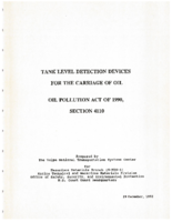 Tank Level Detection Devices for the Carriage of Oil  Oil Pollution Act of 1990 Section 4110
