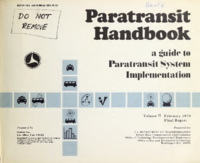 Paratransit Handbook A Guide to Paratransit System Implementation Volume II  Parts 4  5