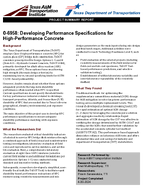 Developing Performance Specifications for HighPerformance Concrete Project Summary