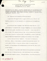 Statement by John A Volpe Secretary of Transportation before the Subcommittee on Public Roads