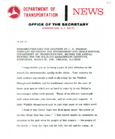 Speeches by Assistant Secretary of Transportation for Environment and Urban Systems J D Braman 1970