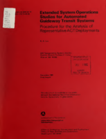 Extended System Operations Studies for Automated Guideway Transit Systems Procedure for the Analysis of Representative AGT Deployments