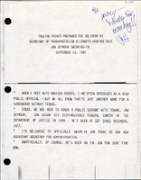 Talking Points Prepared for Delivery by Secretary of Transportation Elizabeth Hanford Dole Jon Seymour SwearingIn