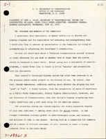 Statement of John A Volpe Secretary of Transportation before the Subcommittee on Roads