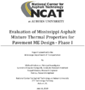 Evaluation of Mississippi Asphalt Mixture Thermal Properties for Pavement ME Design  Phase I