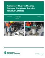 Preliminary study to develop standard acceptance tests for pervious concrete