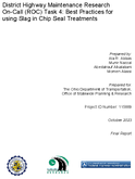 District Highway Maintenance Research OnCall ROC Task 4 Best Practices for Using Slag in Chip Seal Treatments