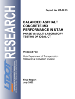 Balanced Asphalt Concrete Mix Performance in Utah Phase VI MultiLaboratory Testing of IdealCT