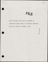 Remarks Prepared for Delivery by Secretary of Transportation Brock Adams to the AASHTO Convention