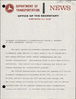 Statement by Secretary of Transportation Claude S Brinegar at a Press Conference