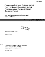 Preliminary Research Findings on the Effect of Coarse Aggregate on the Performance of Portland Cement Concrete Paving