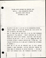 Talking Points Prepared for Secretary Dole Broyhill  Coble Headquarters Opening