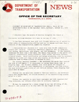 Statement of Secretary of Transportation John A Volpe on the Departments Role in the Railroad Issue