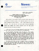 Remarks Prepared for Delivery by Secretary of Transportation Elizabeth Hanford Dole West Virginia University Commencement