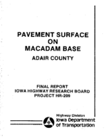 Pavement surface on macadam base  Adair County