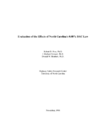 Evaluation of the Effects of North Carolinas 08 BAC Laws