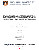Evaluation of ALDOT Erosion Control Practices using Rainfall Simulation on Various Soil Types and Slope Gradients
