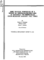 Some Physical Properties of A Number of Proposed Constructions of Materials For Nonmetallic CrashResistant Aircraft Fuel Tanks