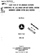 Flight Tests of the American Electronic Laboratories Inc AELNarco Low Cost General Aviation Microwave Landing System MLS Receiver