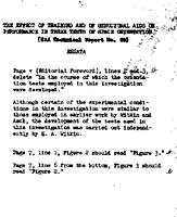 The Effect of Training and the Structural Aids on Performance in Three Tests of Space Orientation