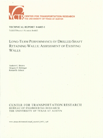LongTerm Performance of Drilled Shaft Retaining Walls Assessment of Existing Walls