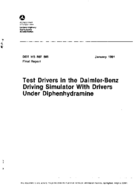 Test Drivers in the DaimlerBenz Driving Simulator with Drivers under Diphenhydramine