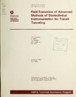 Field Evaluation of Advanced Methods of Geotechnical Instrumentation for Transit Tunneling