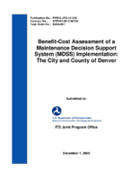 Benefitcost assessment of a maintenance decision support system MDSS implementation  the city and county of Denver