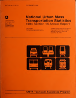 National Urban Mass Transportation Statistics 1984 Section 15 Annual Report September 1986