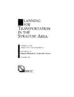 Planning for Transportation in the Syracuse Area A Survey of the Citizens in the Syracuse Region