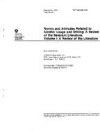 Norms and Attitudes Related to Alcohol Usage and Driving A Review of the Relevant Literature Volume I A Review of the Literature