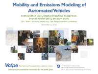 Mobility and emissions modeling of automated vehicles  Department of Energy SMART Mobility Workshop Oak Ridge National Laboratory TN November 17 2016