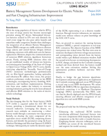 Battery Management System Development for Electric Vehicles and Fast Charging Infrastructure Improvement Research Brief