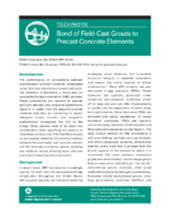 Bond of FieldCast Grouts to Precast Concrete Elements