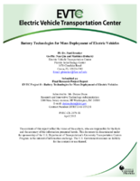 Battery Technologies for Mass Deployment of Electric Vehicles