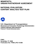 Minnesota Urban Partnership Agreement National Evaluation Content Analysis Test Plan
