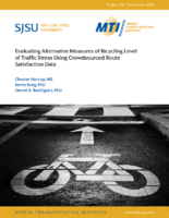 Evaluating Alternative Measures of Bicycling Level of Traffic Stress Using Crowdsourced Route Satisfaction Data