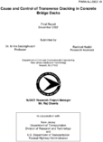 Cause And Control Of Transverse Cracking In Concrete Bridge Decks
