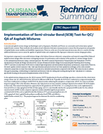Implementation of Semicircular Bend SCB Test for QCQA of Asphalt Mixtures Technical Summary