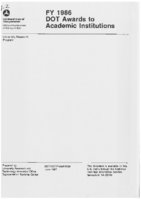 US Department of Transportation Awards to Academic Institutions in Fiscal Year 1986
