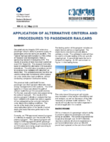 Application of alternative criteria and procedures to passenger railcars
