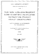 Tests with UltraHighFrequency Radio Transmitting and Receiving Equipment for Itinerant Aircraft Communication