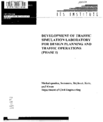 Development of Traffic Simulation Laboratory for Design Planning and Traffic Operations Phase 1