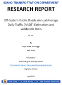 OffSystem Public Roads Annual Average Daily Traffic AADT Estimation and Validation Tools Literature Review and Research Report