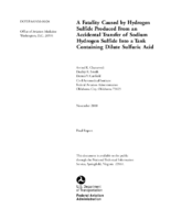 Fatality Caused by Hydrogen Sulfide Produced from an Accidental Transfer of Sodium Hydrogen Sulfide into a Tank Containing Dilute Sulfuric Acid
