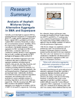 Analysis of Asphalt Mixtures Using Alternative Aggregate in SMA and Superpave Research Summary