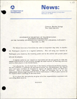 Statement by Secretary of Transportation Elizabeth Hanford Dole on the Transfer of Washington Airports to a Regional Authority