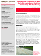Performance Evaluation of Very Early Strength LatexModified Concrete LMCVE Overlay Summary
