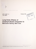 LongTerm Effects of EmployerBased Programs to Motivate Safety Belt Use